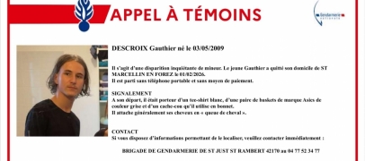 Un appel &agrave; t&eacute;moins pour retrouver Gauthier