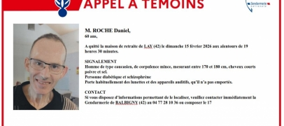 Loire : appel &agrave; t&eacute;moins apr&egrave;s la disparition d&rsquo;un homme de 60 ans &agrave; Lay
