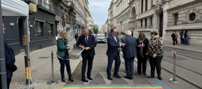 Saint-&Eacute;tienne : un passage pi&eacute;ton aux couleurs LGBTQIA+ inaugur&eacute; devant la pr&eacute;fecture