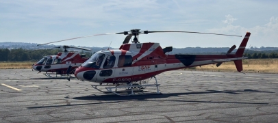Deux h&eacute;licopt&egrave;res bombardiers d'eau mobilis&eacute;s &agrave; l'a&eacute;roport de Saint-&Eacute;tienne